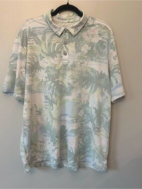 Tommy Bahama XL Polo Shirt Men’s Tropical Floral Striped Stretch Golf